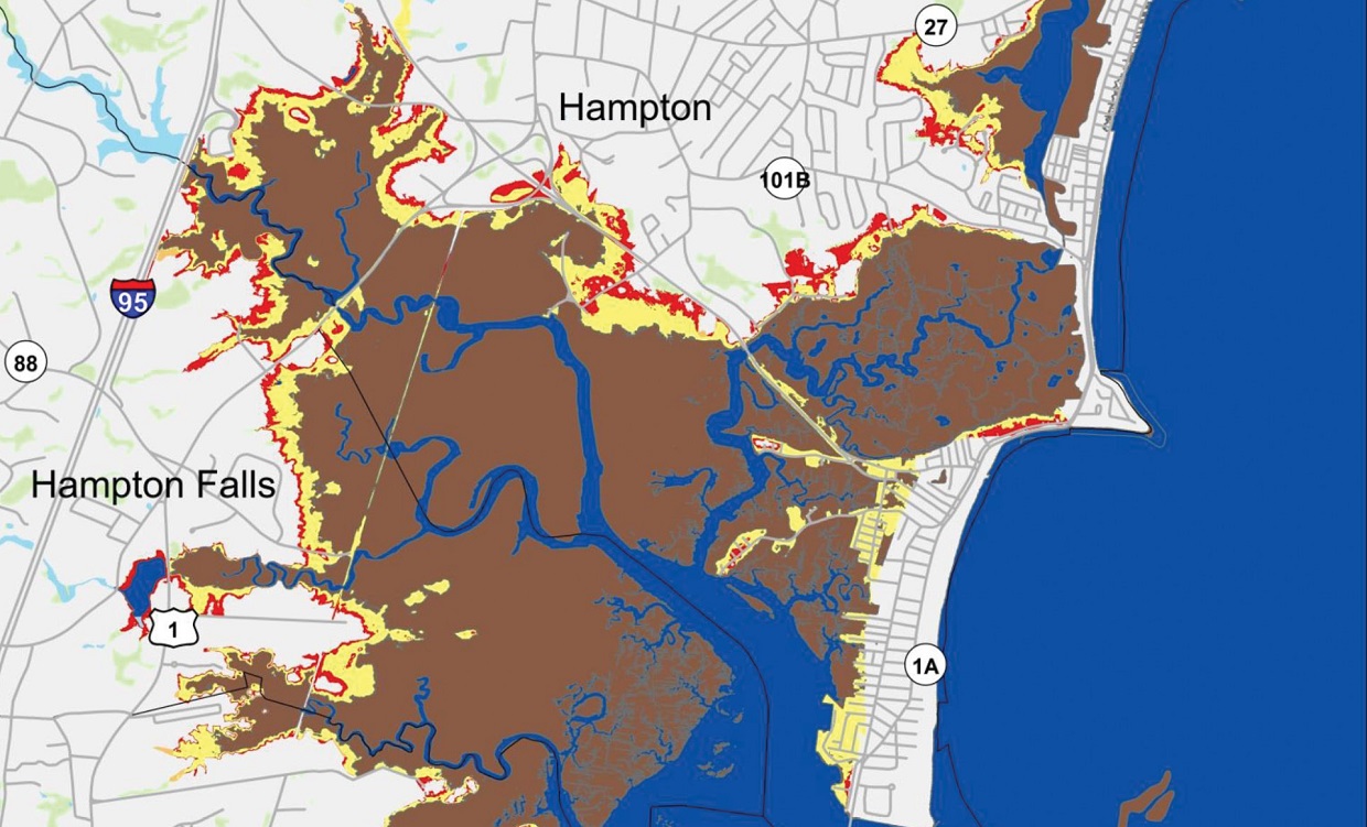 Sea Level Affecting Marshes Model map for Hampton-Seabrook Estuary