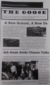 Student newspaper article, Climate in the Classroom - Sunapee 6th grade, 2020