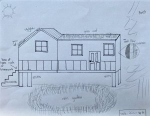 Students' sketch of their resilient house in Hampton Falls