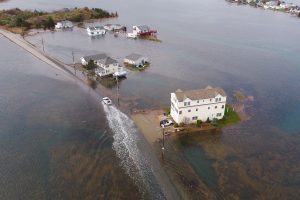 Overhead image of flooding on Island Path