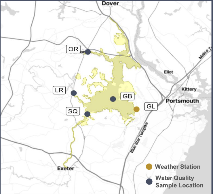 WQ+monitoring+locations A river over tops its banks and flows by an old mill building.