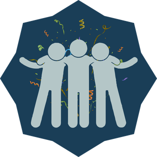 An icon of 3 people with their arms around each other.